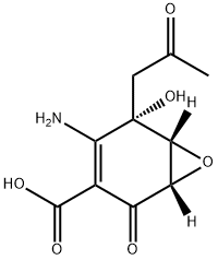 7-Oxabicyclo[4.1.0]hept-3-ene-3-carboxylic acid, 4-amino-5-hydroxy-2-oxo-5-(2-oxopropyl)-, (1S,5S,6R)- Structure