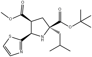 4-Methyl 2-(2-methyl-2-propanyl) (2S,4S,5R)-2-isobutyl-5-(1,3-thiazol-2-yl)-2,4-pyrrolidinedicarboxylate Structure