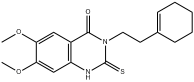 4(1H)-Quinazolinone, 3-[2-(1-cyclohexen-1-yl)ethyl]-2,3-dihydro-6,7-dimethoxy-2-thioxo- Structure