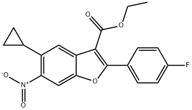 Ethyl 6-amino-5-cyclopropyl-2-(4-fluorophenyl)-1-benzofuran-3-car boxylate Structure