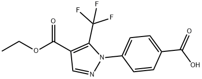 1H-Pyrazole-4-carboxylic acid, 1-(4-carboxyphenyl)-5-(trifluoromethyl)-, 4-ethyl ester Structure