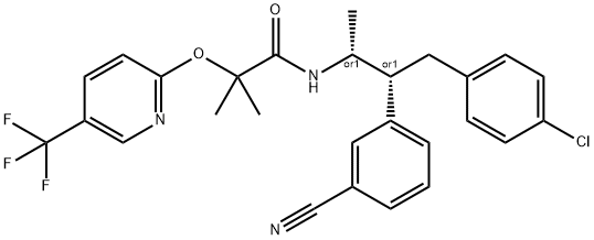 rel- N-[(1R,2R)-3-(4-Chlorophenyl)-2-(3-cyanophenyl)-1-methylpropyl]-2-methyl-2-[[5-(trifluoromethyl)-2-pyridinyl]oxy]propanamide Structure