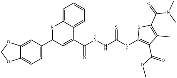 methyl 2-(2-(2-(benzo[d][1,3]dioxol-5-yl)quinoline-4-carbonyl)hydrazinecarbothioamido)-5-(dimethylcarbamoyl)-4-methylthiophene-3-carboxylate 구조식 이미지