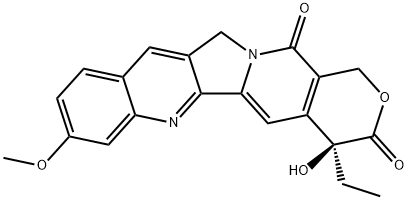 1H-Pyrano[3',4':6,7]indolizino[1,2-b]quinoline-3,14(4H,12H)-dione, 4-ethyl-4-hydroxy-8-methoxy-, (4S)- Structure