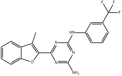 6-(3-methyl-1-benzofuran-2-yl)-2-N-[3-(trifluoromethyl)phenyl]-1,3,5-triazine-2,4-diamine Structure