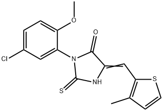 4-Imidazolidinone, 3-(5-chloro-2-methoxyphenyl)-5-[(3-methyl-2-thienyl)methylene]-2-thioxo- 구조식 이미지