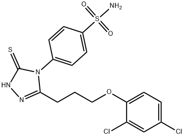 4-[3-[3-(2,4-dichlorophenoxy)propyl]-5-sulfanylidene-1H-1,2,4-triazol-4-yl]benzenesulfonamide Structure