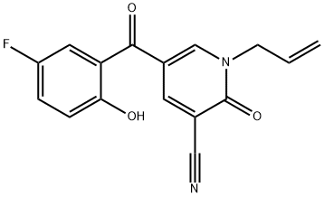 3-Pyridinecarbonitrile, 5-(5-fluoro-2-hydroxybenzoyl)-1,2-dihydro-2-oxo-1-(2-propen-1-yl)- Structure