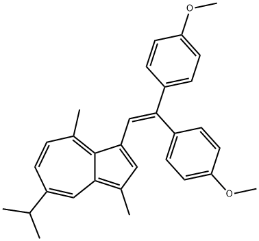 Azulene, 3-[2,2-bis(4-methoxyphenyl)ethenyl]-1,4-dimethyl-7-(1-methylethyl)- 구조식 이미지