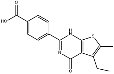 Benzoic acid, 4-(5-ethyl-1,4-dihydro-6-methyl-4-oxothieno[2,3-d]pyrimidin-2-yl)- 구조식 이미지