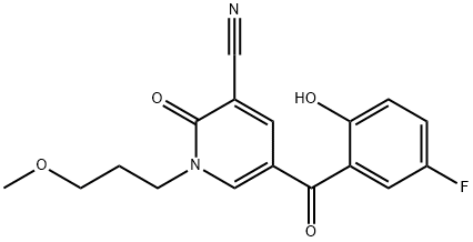 3-Pyridinecarbonitrile, 5-(5-fluoro-2-hydroxybenzoyl)-1,2-dihydro-1-(3-methoxypropyl)-2-oxo- Structure