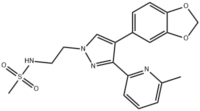 Methanesulfonamide, N-[2-[4-(1,3-benzodioxol-5-yl)-3-(6-methyl-2-pyridinyl)-1H-pyrazol-1-yl]ethyl]- Structure