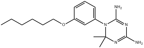 1,3,5-Triazine-2,4-diamine, 1-[3-(hexyloxy)phenyl]-1,6-dihydro-6,6-dimethyl- Structure