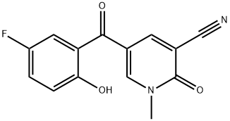 3-Pyridinecarbonitrile, 5-(5-fluoro-2-hydroxybenzoyl)-1,2-dihydro-1-methyl-2-oxo- Structure