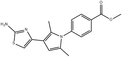 Benzoic acid, 4-[3-(2-amino-4-thiazolyl)-2,5-dimethyl-1H-pyrrol-1-yl]-, methyl ester 구조식 이미지