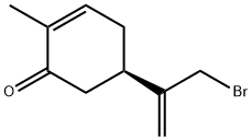 2-Cyclohexen-1-one, 5-[1-(bromomethyl)ethenyl]-2-methyl-, (5R)- 구조식 이미지