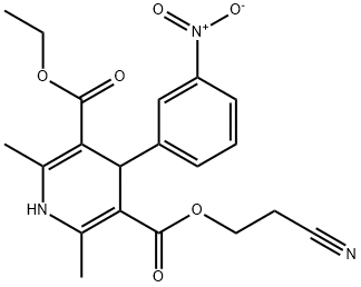 3,5-Pyridinedicarboxylic acid, 1,4-dihydro-2,6-dimethyl-4-(3-nitrophenyl)-, 3-(2-cyanoethyl) 5-ethyl ester Structure