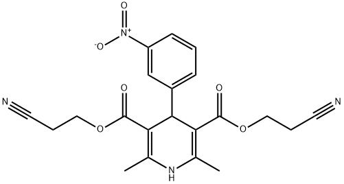 3,5-Pyridinedicarboxylic acid, 1,4-dihydro-2,6-dimethyl-4-(3-nitrophenyl)-, 3,5-bis(2-cyanoethyl) ester 구조식 이미지