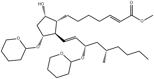 2-Heptenoic acid, 7-[(1R,2R,3R,5S)-5-hydroxy-2-[(1E,3S,5S)-5-methyl-3-[(tetrahydro-2H-pyran-2-yl)oxy]-1-nonenyl]-3-[(tetrahydro-2H-pyran-2-yl)oxy]cyclopentyl]-, methyl ester, (2E)- (9CI) Structure