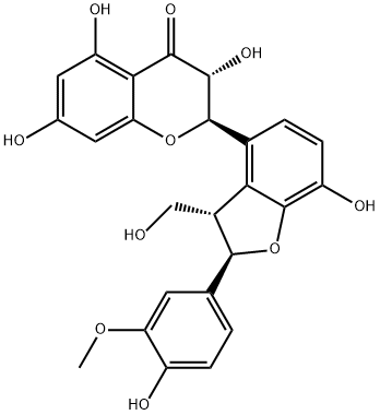 4H-1-Benzopyran-4-one, 2-[(2R,3S)-2,3-dihydro-7-hydroxy-2-(4-hydroxy-3-methoxyphenyl)-3-(hydroxymethyl)-4-benzofuranyl]-2,3-dihydro-3,5,7-trihydroxy-, (2R,3R)- Structure