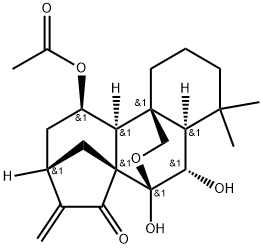 11α-Acetoxy-7α,20-epoxy-6β,7-dihydroxykaur-16-en-15-one 구조식 이미지