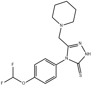 3H-1,2,4-Triazole-3-thione, 4-[4-(difluoromethoxy)phenyl]-2,4-dihydro-5-(1-piperidinylmethyl)- Structure