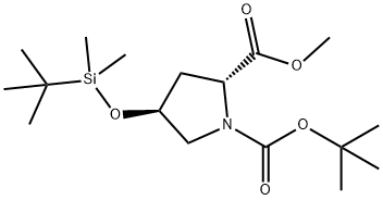 1,2-Pyrrolidinedicarboxylic acid, 4-[[(1,1-dimethylethyl)dimethylsilyl]oxy]-, 1-(1,1-dimethylethyl) 2-methyl ester, (2R,4S)- Structure