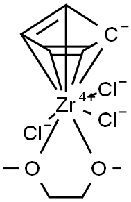 Zirconium, trichloro(η5-2,4-cyclopentadien-1-yl)[1,2-di(methoxy-κO)ethane]- Structure