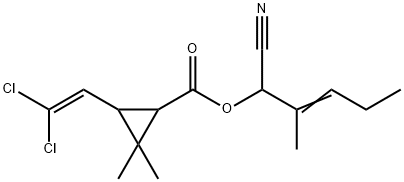 Cyclopropanecarboxylic acid, 3-(2,2-dichloroethenyl)-2,2-dimethyl-, 1-cyano-2-methyl-2-penten-1-yl ester Structure