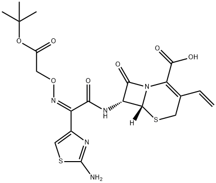 Cefixime impurity 13/Cefixime TBE impurity A/Cefixime tert-Butyl Ester/(6R,7R)-7-((Z)-2-(2-aminothiazol-4-yl)-2-((2-(tert-butoxy)-2-oxoethoxy)imino)acetamido)-8-oxo-3-vinyl-5-thia-1-azabicyclo[4.2.0]oct-2-ene-2-carboxylic acid 구조식 이미지