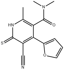 3-Pyridinecarboxamide, 5-cyano-4-(2-furanyl)-1,6-dihydro-N,N,2-trimethyl-6-thioxo- 구조식 이미지