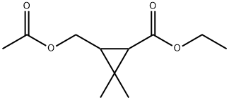 Cyclopropanecarboxylic acid, 3-[(acetyloxy)methyl]-2,2-dimethyl-, ethyl ester Structure