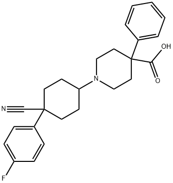 4-Piperidinecarboxylic acid, 1-[4-cyano-4-(4-fluorophenyl)cyclohexyl]-4-phenyl- 구조식 이미지