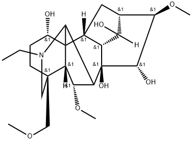 Aconitane-1,8,14,15-tetrol, 20-ethyl-6,16-dimethoxy-4-(methoxymethyl)- , (1alpha,6alpha,14alpha,15alpha,16beta)- 구조식 이미지