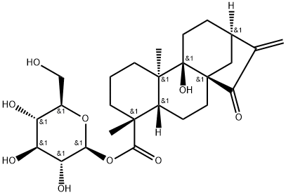 ent-9-Hydroxy-15-oxo-16-kauren-
19-oic acid beta-D-glucopyrasyl ester 구조식 이미지