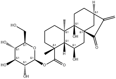 ent-6,9-Dihydroxy-15-oxo-16-kauren
-19-oic acid beta-D-glucopyrasyl ester 구조식 이미지