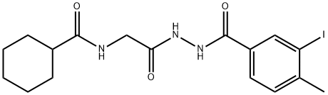 N-{2-[2-(3-iodo-4-methylbenzoyl)hydrazino]-2-oxoethyl}cyclohexanecarboxamide (non-preferred name) Structure