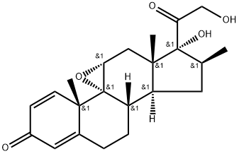 Pregna-1,4-diene-3,20-dione, 9,11-epoxy-17,21-dihydroxy-16-methyl-, (11α,16β)- (9CI) 구조식 이미지