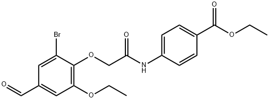 Benzoic acid, 4-[[2-(2-bromo-6-ethoxy-4-formylphenoxy)acetyl]amino]-, ethyl ester Structure