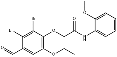 Acetamide, 2-(2,3-dibromo-6-ethoxy-4-formylphenoxy)-N-(2-methoxyphenyl)- Structure