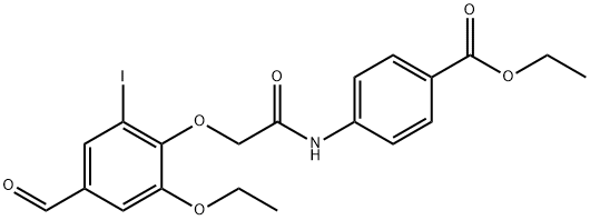 Benzoic acid, 4-[[2-(2-ethoxy-4-formyl-6-iodophenoxy)acetyl]amino]-, ethyl ester 구조식 이미지