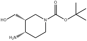 1-Piperidinecarboxylic acid, 4-amino-3-(hydroxymethyl)-, 1,1-dimethylethyl ester, (3R,4S)- Structure