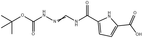 1H-Pyrrole-2-carboxylic acid, 5-[[[[[(1,1-dimethylethoxy)carbonyl]amino]iminomethyl]amino]carbonyl]- 구조식 이미지