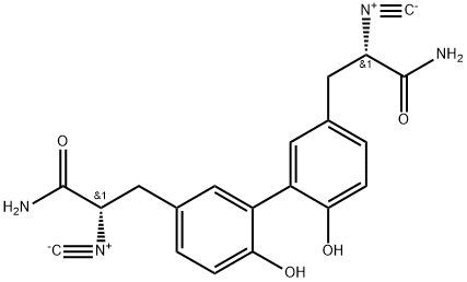 [1,1'-Biphenyl]-3-propanamide, 5'-[(2R)-3-amino-2-isocyano-3-oxopropyl]-2',6-dihydroxy-α-isocyano-, (αR)-rel- Structure