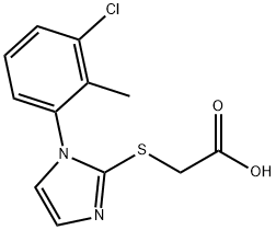 Acetic acid, 2-[[1-(3-chloro-2-methylphenyl)-1H-imidazol-2-yl]thio]- Structure