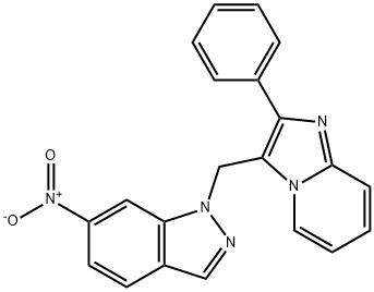 1H-Indazole, 6-nitro-1-[(2-phenylimidazo[1,2-a]pyridin-3-yl)methyl]- Structure