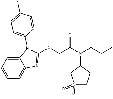 Acetamide, 2-[[1-(4-methylphenyl)-1H-benzimidazol-2-yl]thio]-N-(1-methylpropyl)-N-(tetrahydro-1,1-dioxido-3-thienyl)- Structure