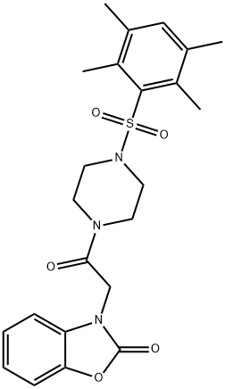 2(3H)-Benzoxazolone, 3-[2-oxo-2-[4-[(2,3,5,6-tetramethylphenyl)sulfonyl]-1-piperazinyl]ethyl]- 구조식 이미지