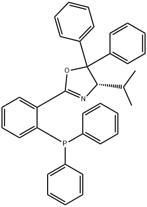 Oxazole, 2-[2-(diphenylphosphino)phenyl]-4,5-dihydro-4-(1-methylethyl)-5,5-diphenyl-, (4S)- 구조식 이미지
