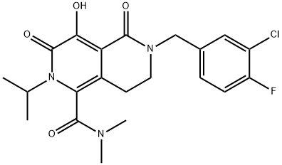 6-(3-Chloro-4-fluorobenzyl)-4-hydroxy-2-isopropyl-N,N-dimethyl-3,5-dioxo-2,3,5,6,7,8-hexahydro-2,6-naphthyridine-1-carboxamide 구조식 이미지